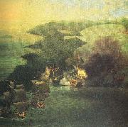 Samuel Scott Admiral Vernon capture of Porto Bello in 1739. oil painting on canvas